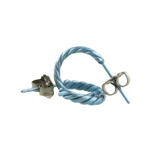 Small 12mm Twisted Light Blue Hoop Earrings